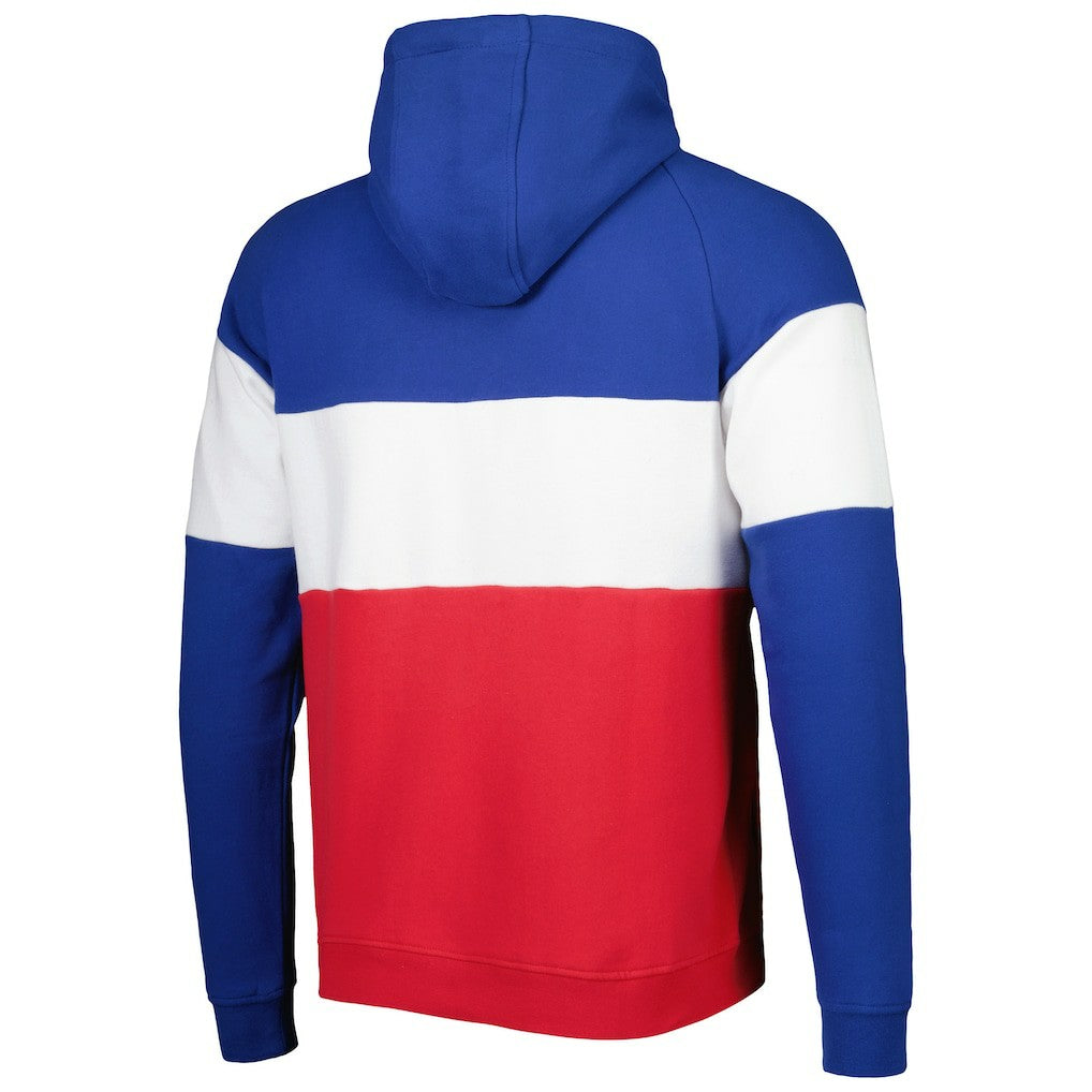 New England Patriots New Era Colorblock Throwback Pullover Hoodie Red/Royal | NFL