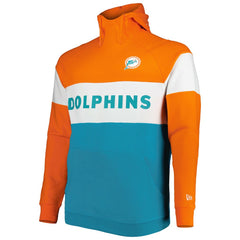Miami Dolphins New Era Big & Tall Throwback Colorblock Raglan Pullover Hoodie Aqua | NFL