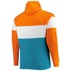 Miami Dolphins New Era Big & Tall Throwback Colorblock Raglan Pullover Hoodie Aqua | NFL
