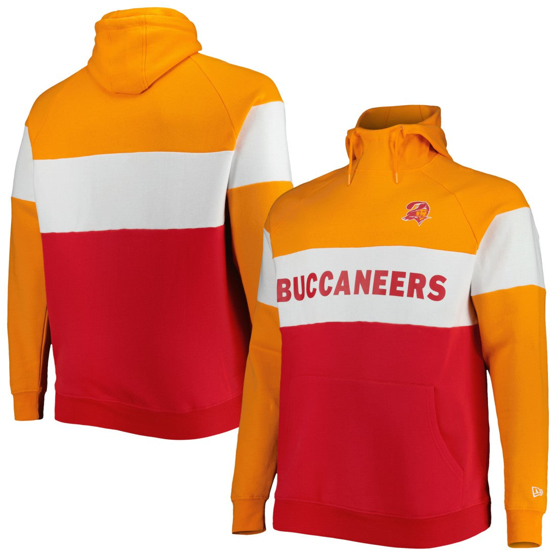 Tampa Bay Buccaneers New Era Big & Tall Throwback Colorblock Raglan Pullover Hoodie Red | NFL