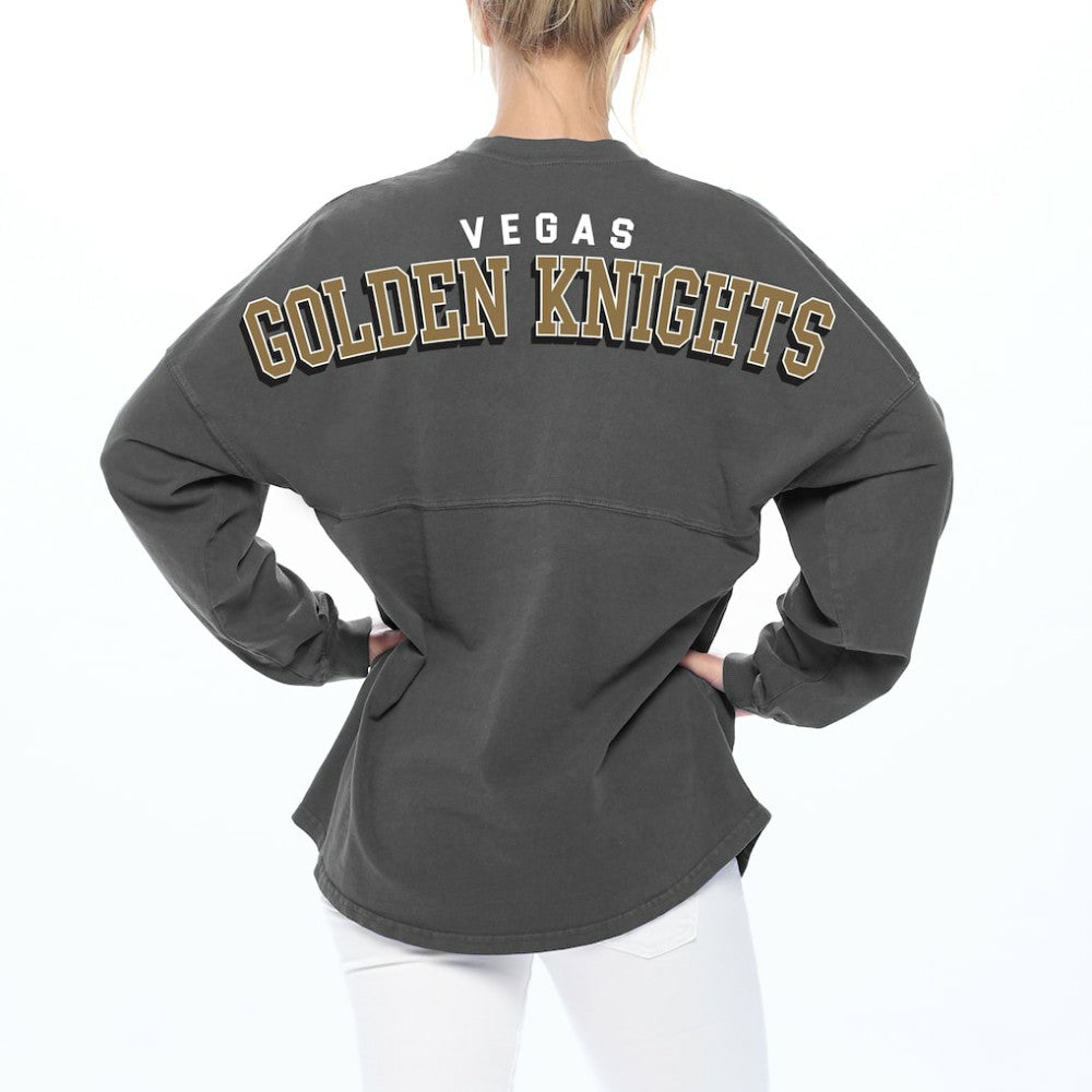 Vegas Golden Knights Fanatics Women's Spirit Lace-Up V-Neck Long Sleeve Jersey T-Shirt - Charcoal - NHL