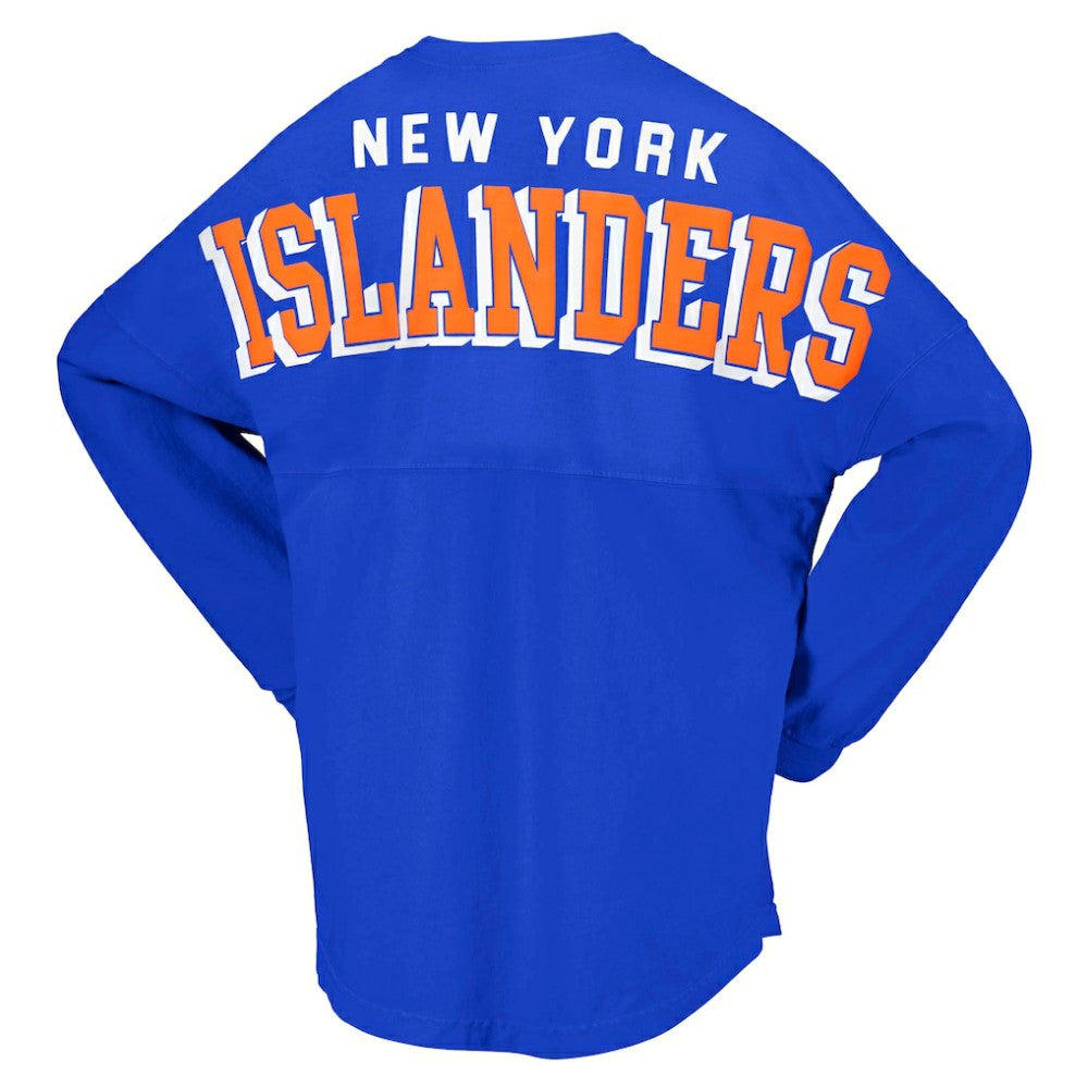 New York Islanders Fanatics Women's Spirit Lace-Up V-Neck Long Sleeve Jersey T-Shirt - Royal - NHL