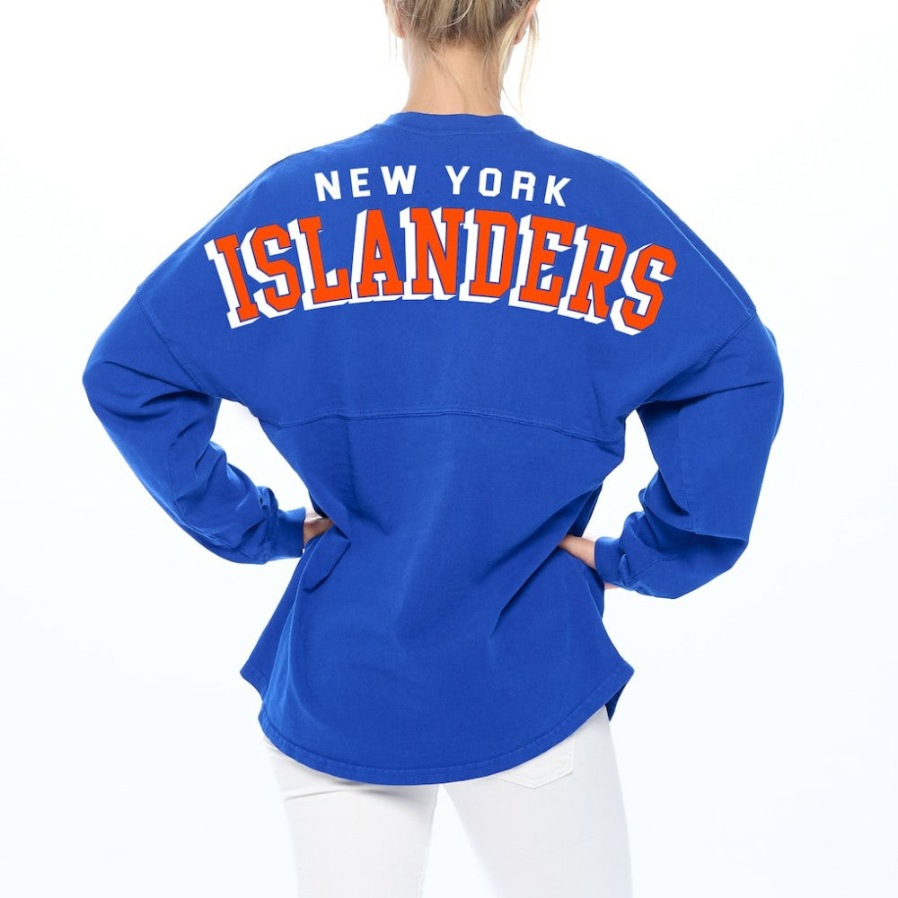 New York Islanders Fanatics Women's Spirit Lace-Up V-Neck Long Sleeve Jersey T-Shirt - Royal - NHL