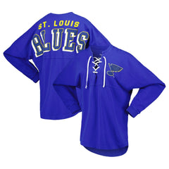 St. Louis Blues Fanatics Women's Spirit Lace-Up V-Neck Long Sleeve Jersey T-Shirt - Blue - NHL