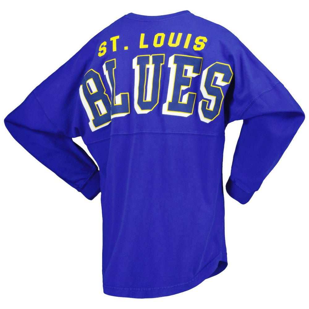 St. Louis Blues Fanatics Women's Spirit Lace-Up V-Neck Long Sleeve Jersey T-Shirt - Blue - NHL