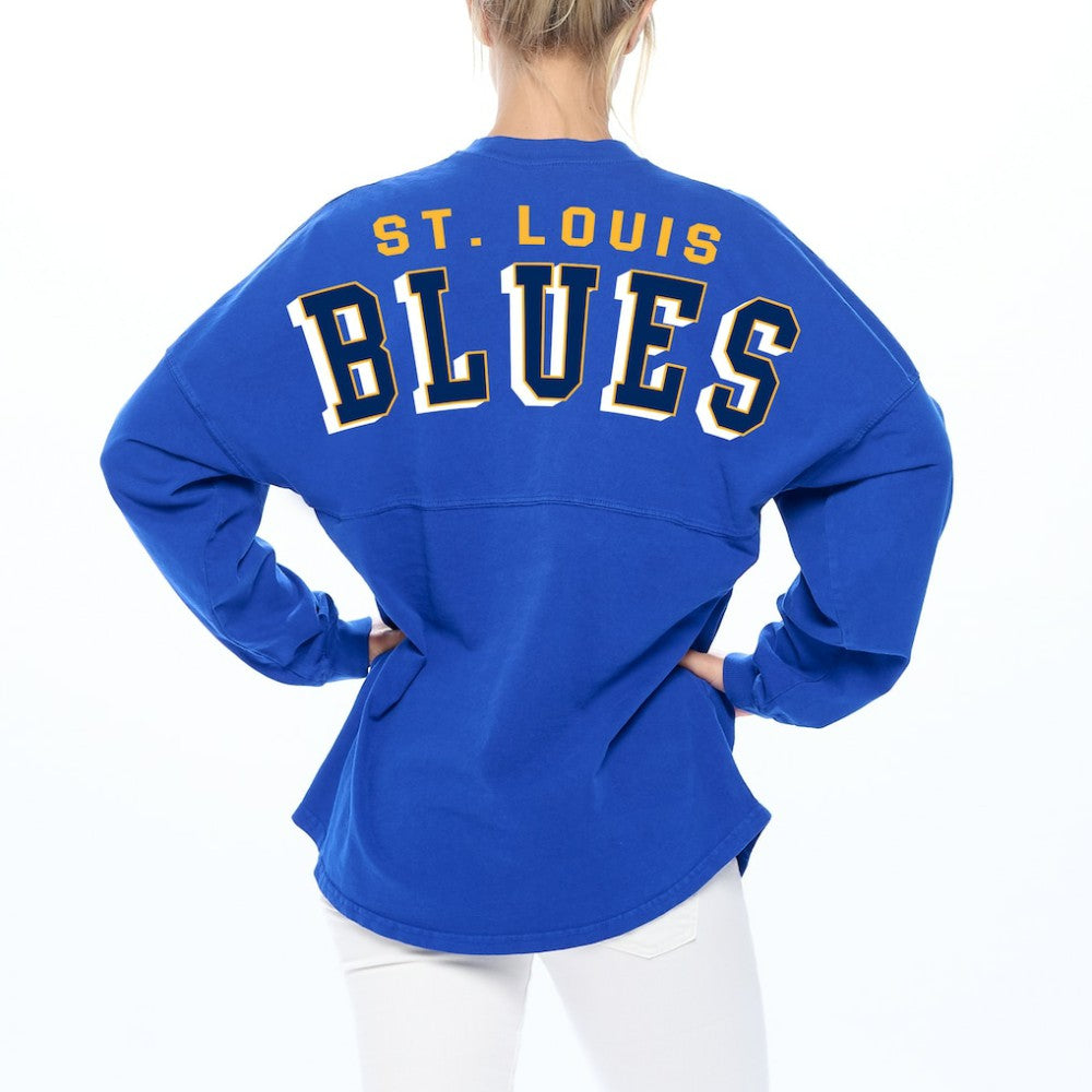 St. Louis Blues Fanatics Women's Spirit Lace-Up V-Neck Long Sleeve Jersey T-Shirt - Blue - NHL