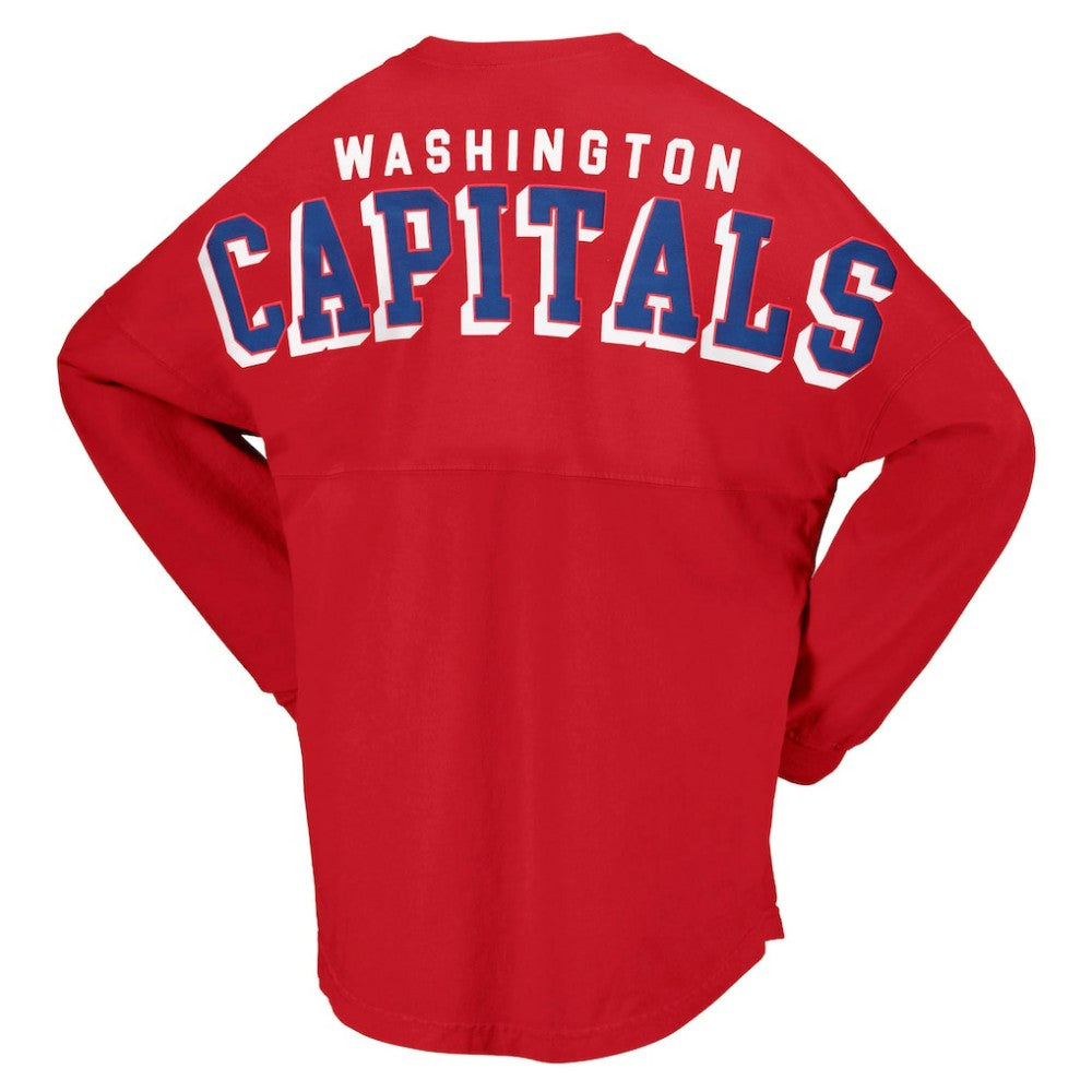 Washington Capitals Fanatics Women's Spirit Lace-Up V-Neck Long Sleeve Jersey T-Shirt - Red - NHL