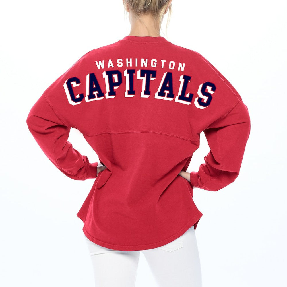 Washington Capitals Fanatics Women's Spirit Lace-Up V-Neck Long Sleeve Jersey T-Shirt - Red - NHL