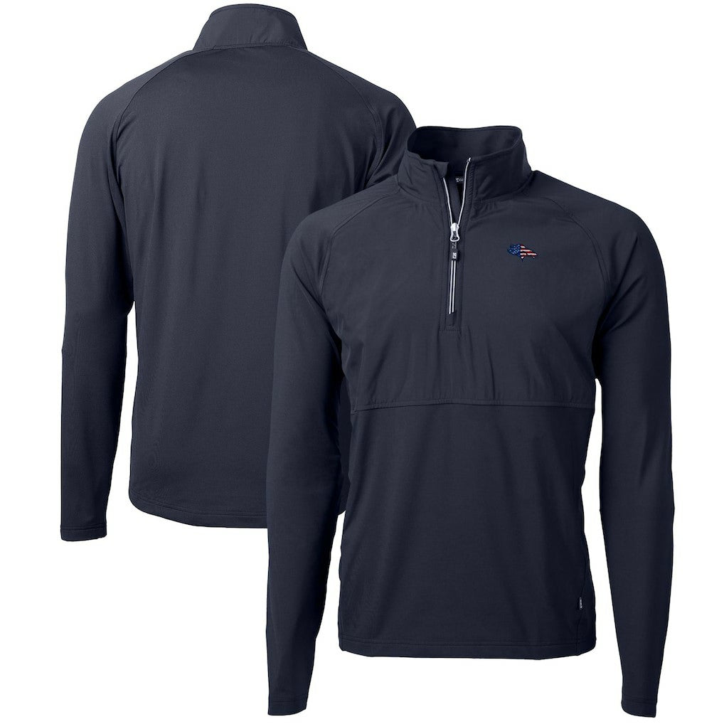Denver Broncos Cutter & Buck Adapt Eco Knit Hybrid Recycled Quarter-Zip Pullover Top Navy | NFL