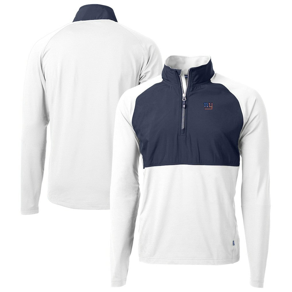 New York Giants Cutter & Buck Adapt Eco Knit Hybrid Recycled Quarter-Zip Pullover Top White | NFL
