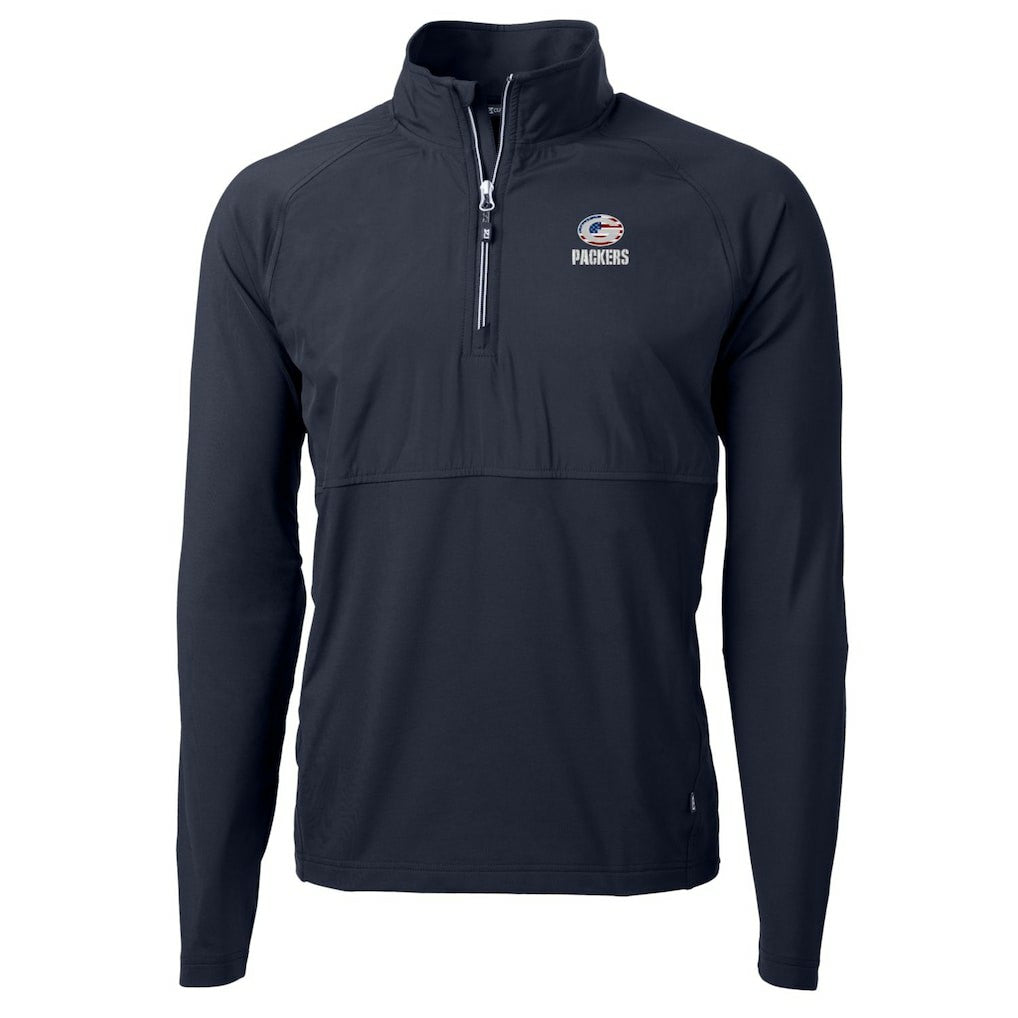 Green Bay Packers Cutter & Buck Adapt Eco Knit Hybrid Recycled Quarter-Zip Pullover Top Navy | NFL