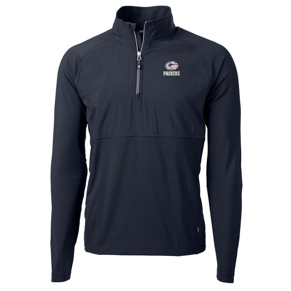 Green Bay Packers Cutter & Buck Adapt Eco Knit Hybrid Recycled Quarter-Zip Pullover Top Navy | NFL
