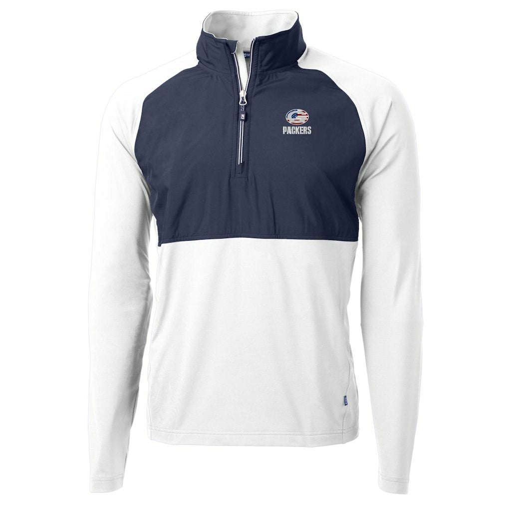 Green Bay Packers Cutter & Buck Adapt Eco Knit Hybrid Recycled Quarter-Zip Pullover Top White | NFL