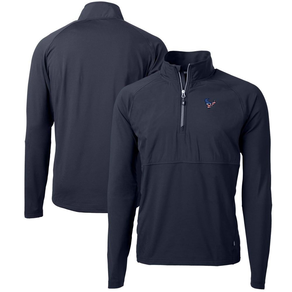 Houston Texans Cutter & Buck Adapt Eco Knit Hybrid Recycled Quarter-Zip Pullover Top Navy | NFL