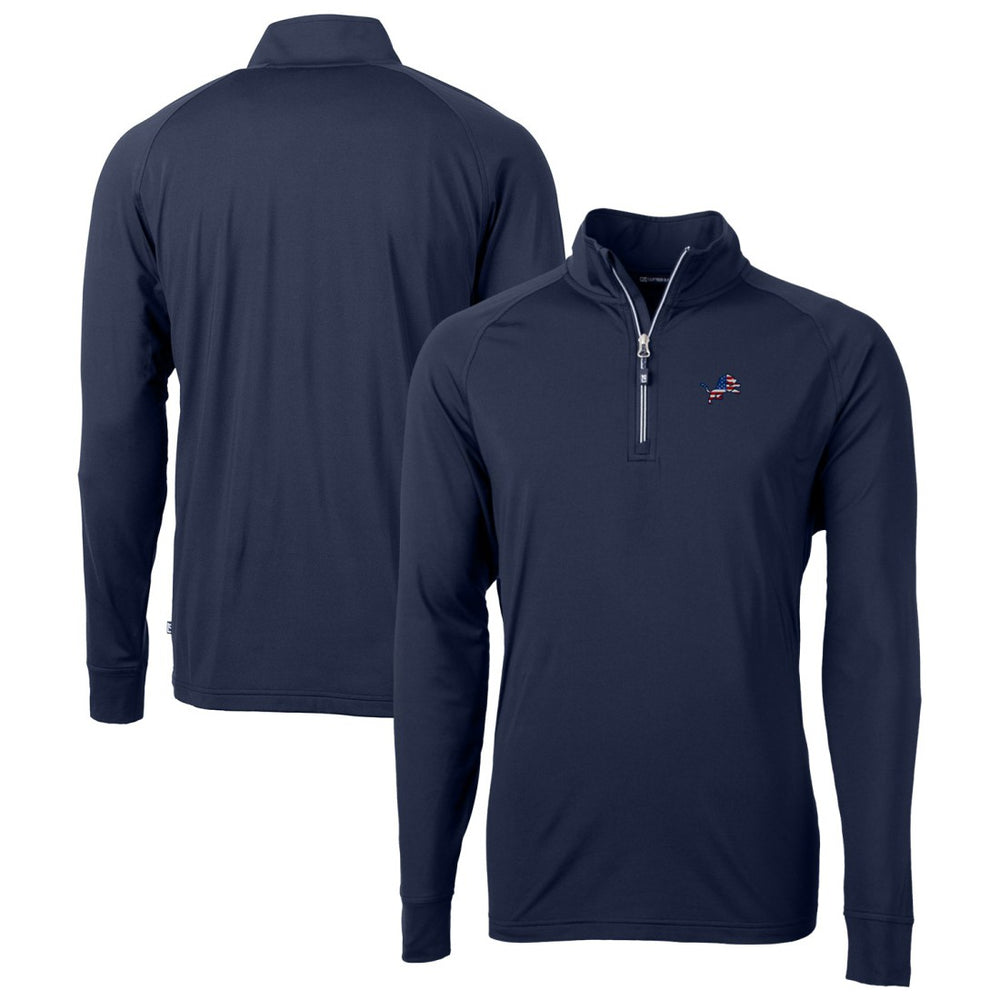 Detroit Lions Cutter & Buck Team Adapt Eco Knit Hybrid Recycled Quarter-Zip Pullover Top Navy | NFL