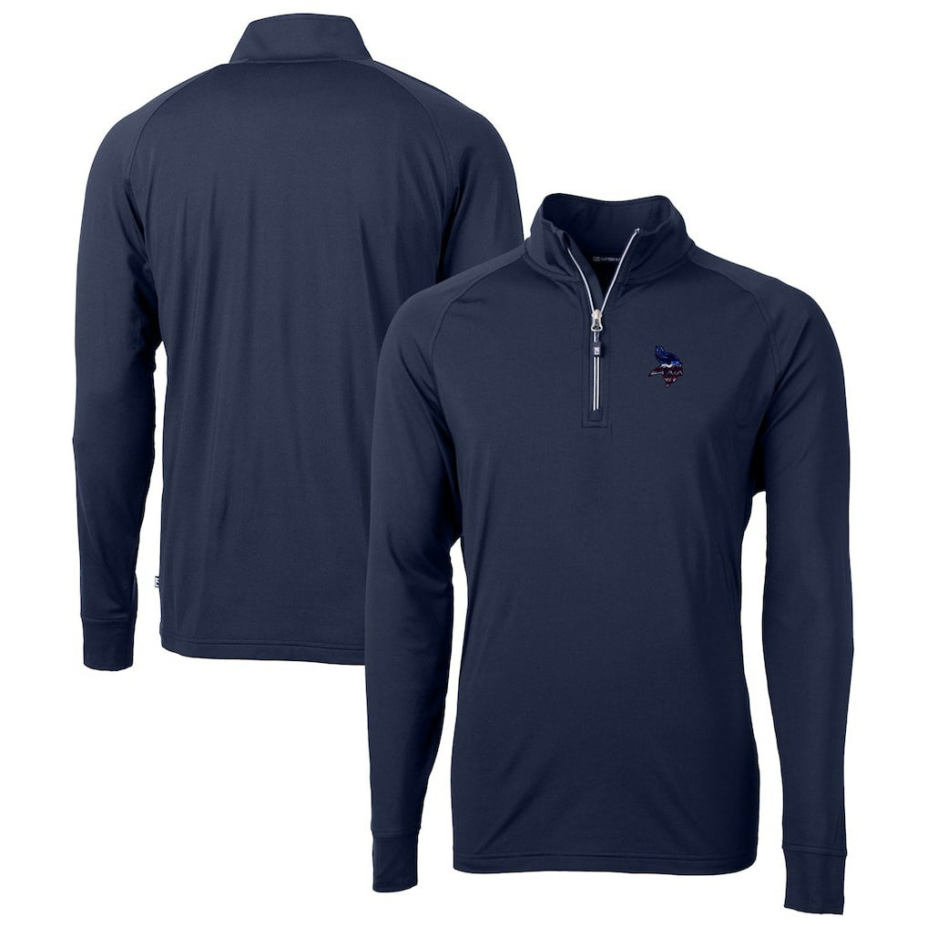 Minnesota Vikings Cutter & Buck Team Adapt Eco Knit Hybrid Recycled Quarter-Zip Pullover Top Navy | NFL