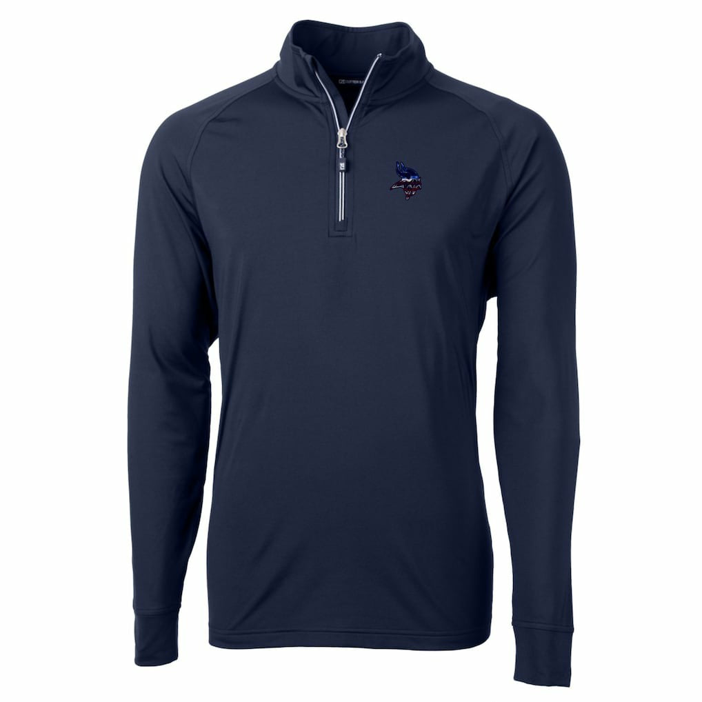 Minnesota Vikings Cutter & Buck Team Adapt Eco Knit Hybrid Recycled Quarter-Zip Pullover Top Navy | NFL