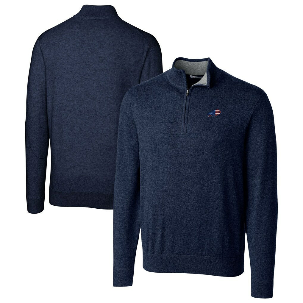 Buffalo Bills Cutter & Buck Lakemont Quarter-Zip Pullover Sweater Navy | NFL