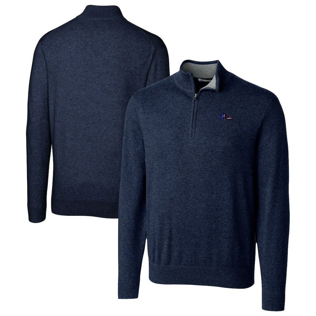 Baltimore Ravens Cutter & Buck Lakemont Quarter-Zip Pullover Sweater Navy | NFL