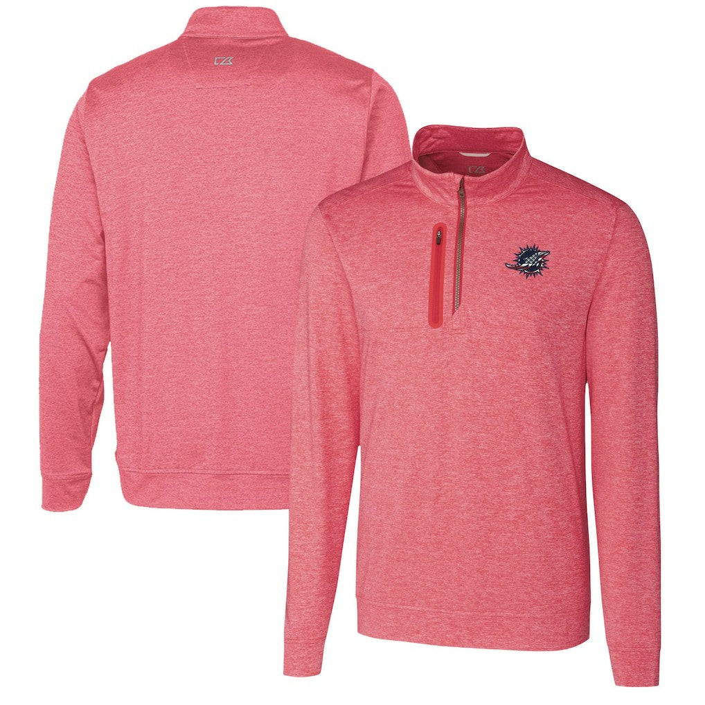 Miami Dolphins Cutter & Buck Stealth Quarter-Zip Pullover Top Heathered Cardinal | NFL