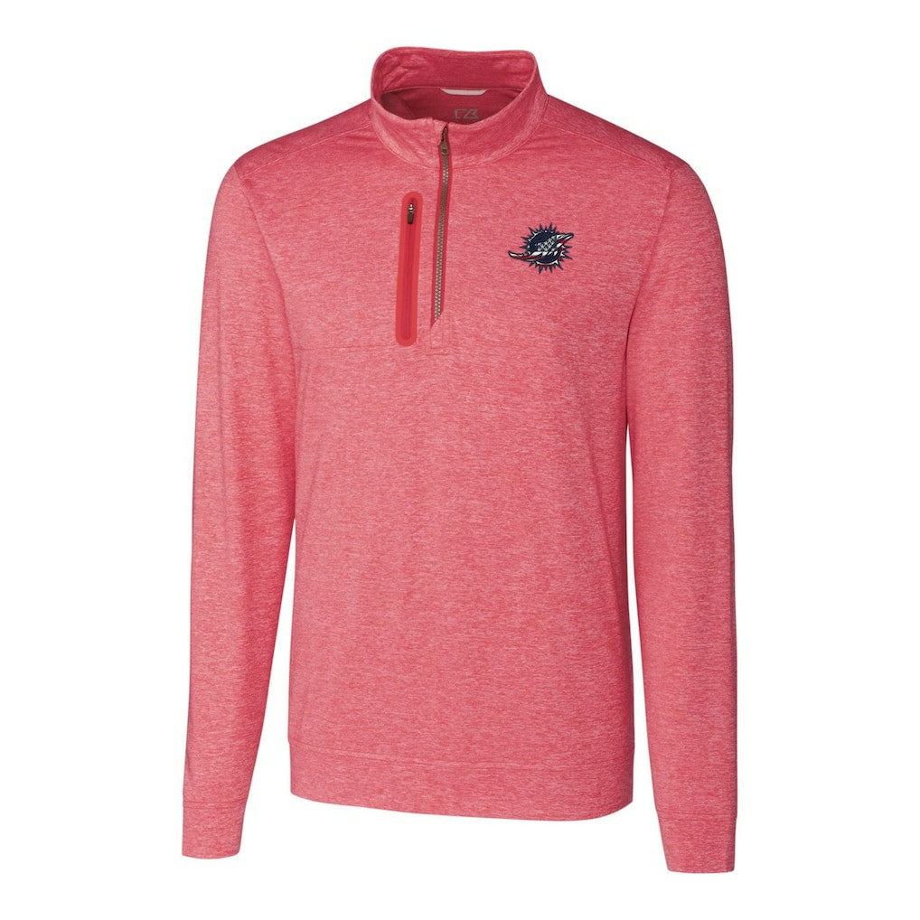 Miami Dolphins Cutter & Buck Stealth Quarter-Zip Pullover Top Heathered Cardinal | NFL