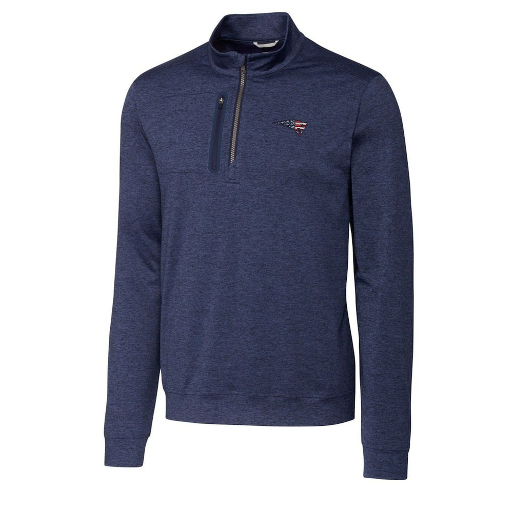 New England Patriots Cutter & Buck Stealth Quarter-Zip Pullover Top Heathered Navy | NFL
