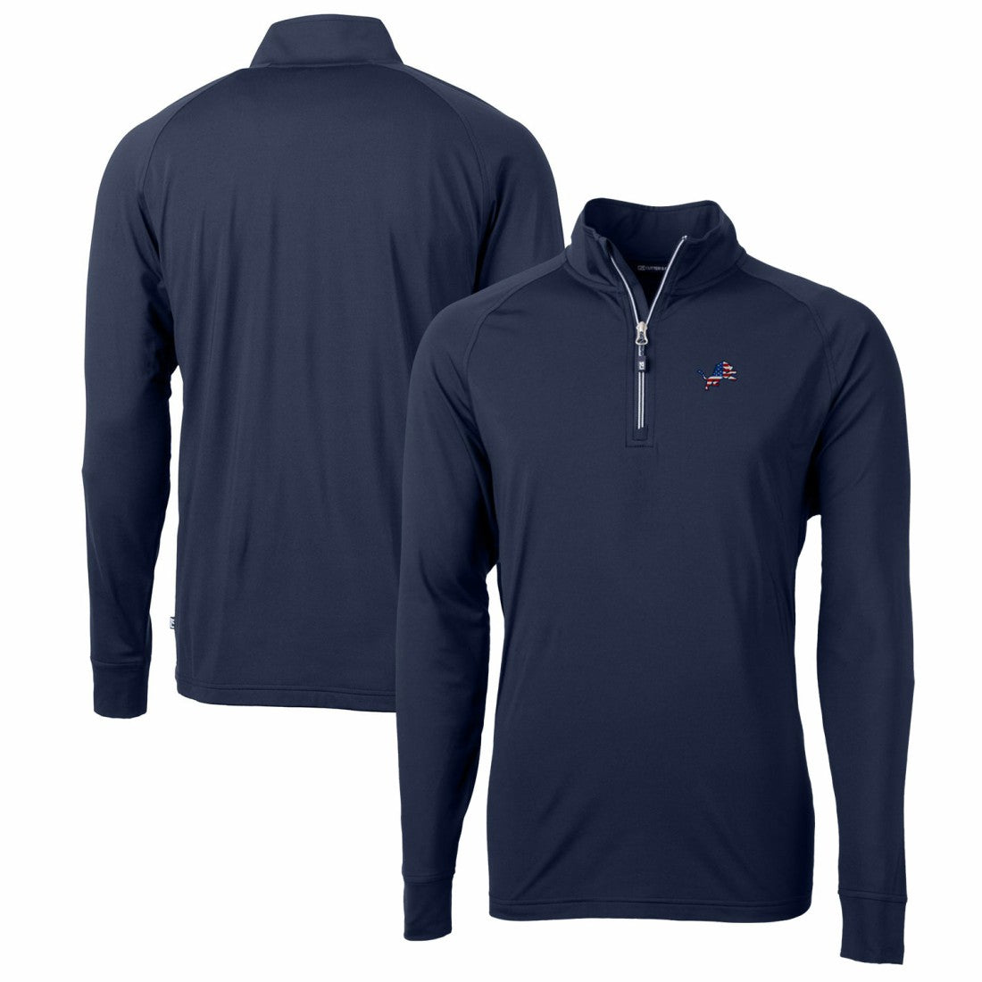 Detroit Lions Cutter & Buck Big & Tall Adapt Eco Knit Stretch Recycled Quarter-Zip Pullover Top Navy | NFL