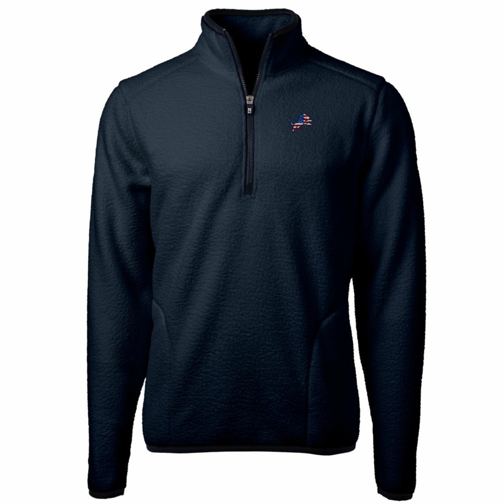 Detroit Lions Cutter & Buck Big & Tall Cascade Eco Sherpa Fleece Quarter-Zip Pullover Jacket Navy | NFL