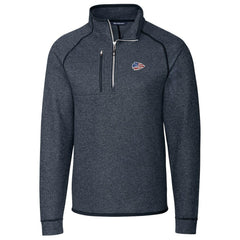 Kansas City Chiefs Cutter & Buck Big & Tall Mainsail Sweater Knit Half-Zip Pullover Jacket Heathered Navy | NFL