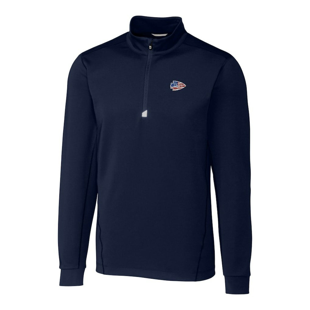 Kansas City Chiefs Cutter & Buck Big & Tall Traverse Stretch Quarter-Zip Pullover Top Navy | NFL