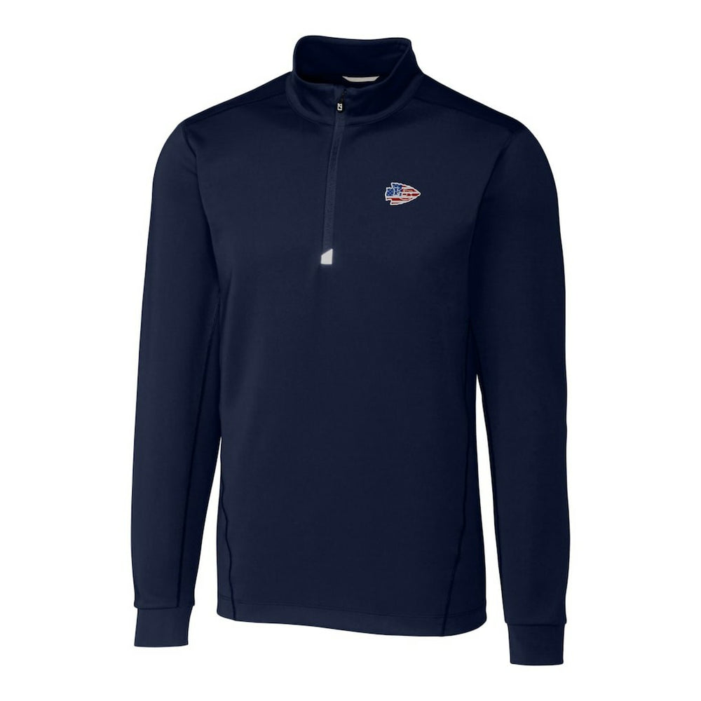 Kansas City Chiefs Cutter & Buck Big & Tall Traverse Stretch Quarter-Zip Pullover Top Navy | NFL
