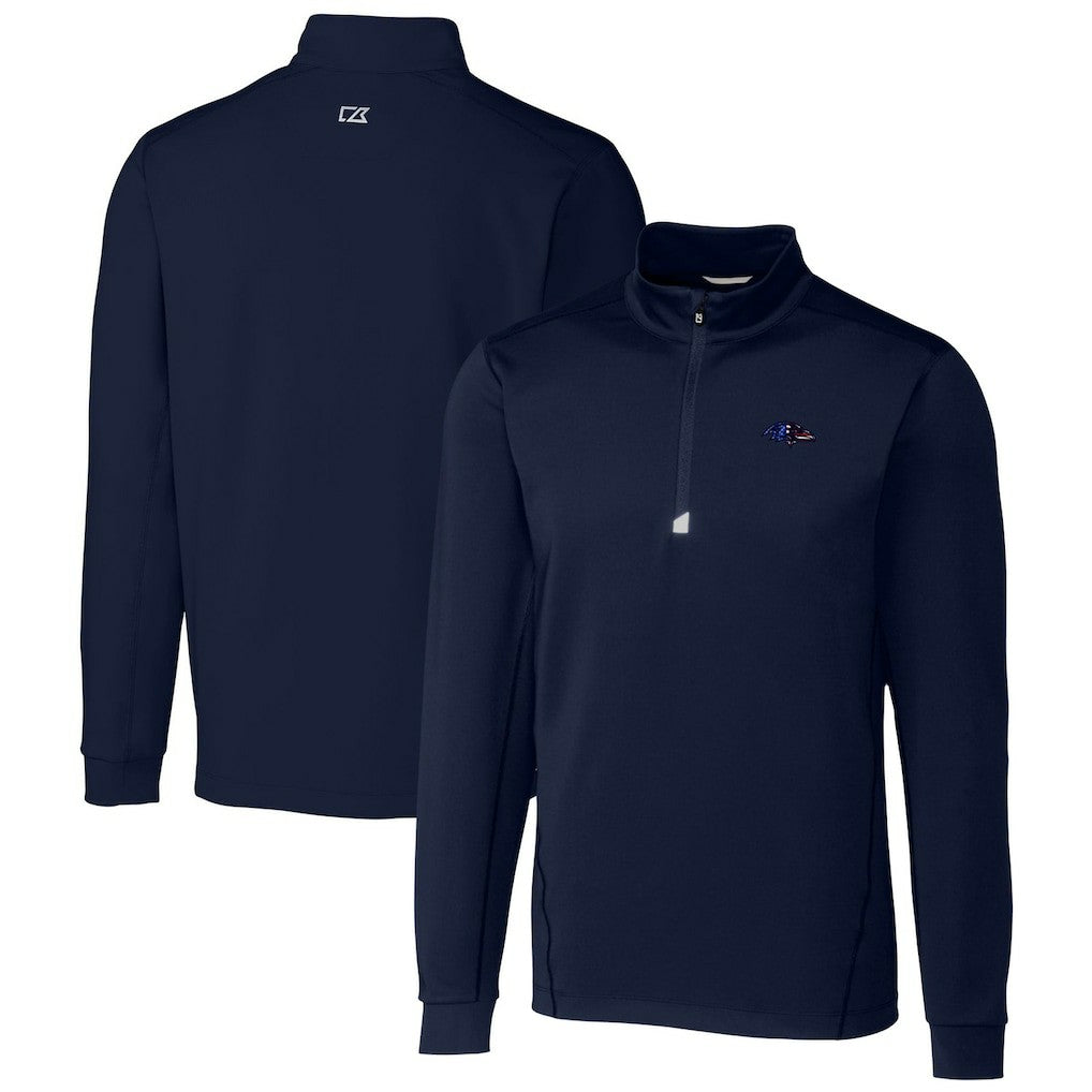 Baltimore Ravens Cutter & Buck Big & Tall Traverse Stretch Quarter-Zip Pullover Top Navy | NFL
