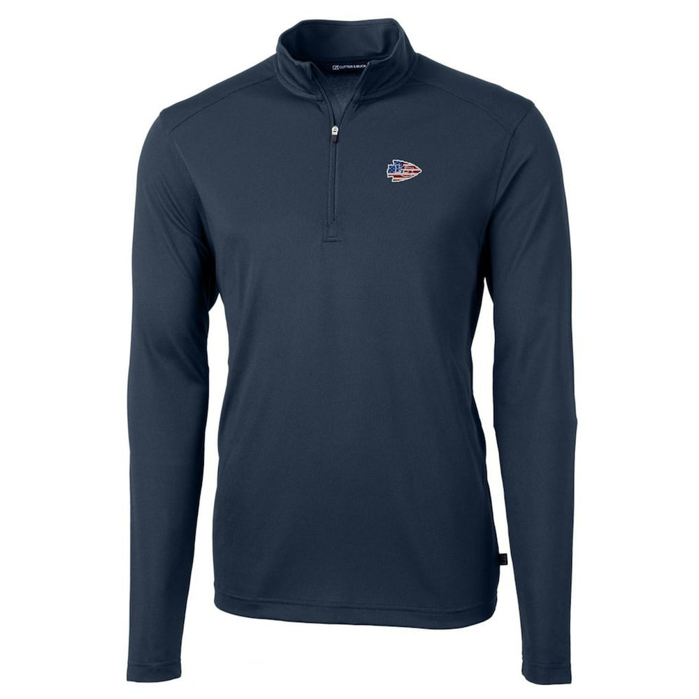 Kansas City Chiefs Cutter & Buck Big & Tall Virtue Eco Pique Recycled Quarter-Zip Jacket Navy | NFL