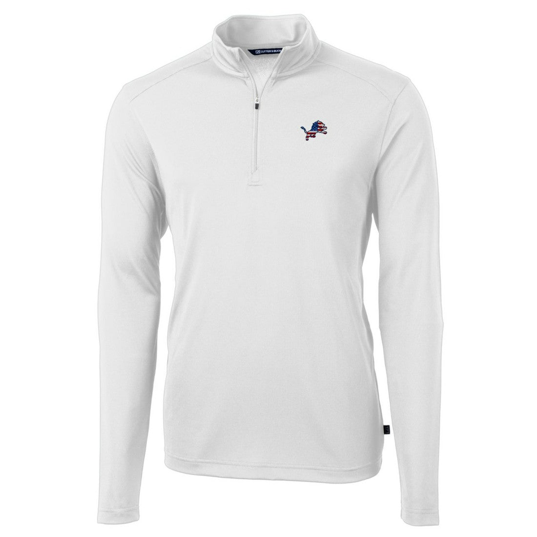 Detroit Lions Cutter & Buck Big & Tall Virtue Eco Pique Recycled Quarter-Zip Jacket White | NFL