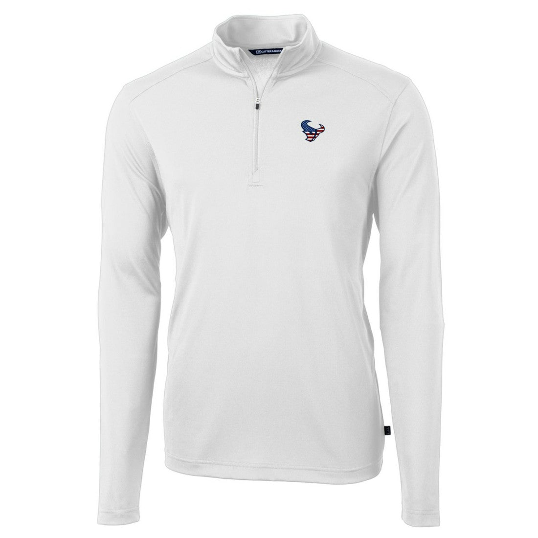 Houston Texans Cutter & Buck Big & Tall Virtue Eco Pique Recycled Quarter-Zip Jacket White | NFL