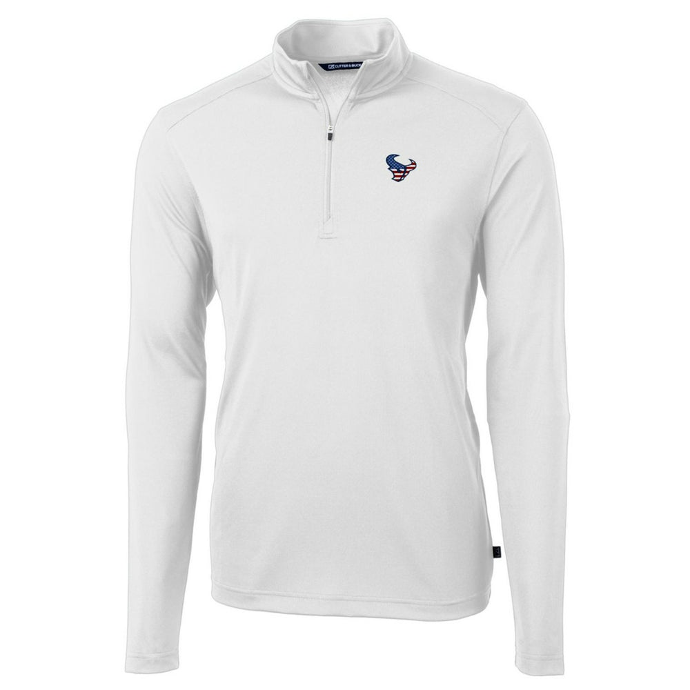 Houston Texans Cutter & Buck Big & Tall Virtue Eco Pique Recycled Quarter-Zip Jacket White | NFL