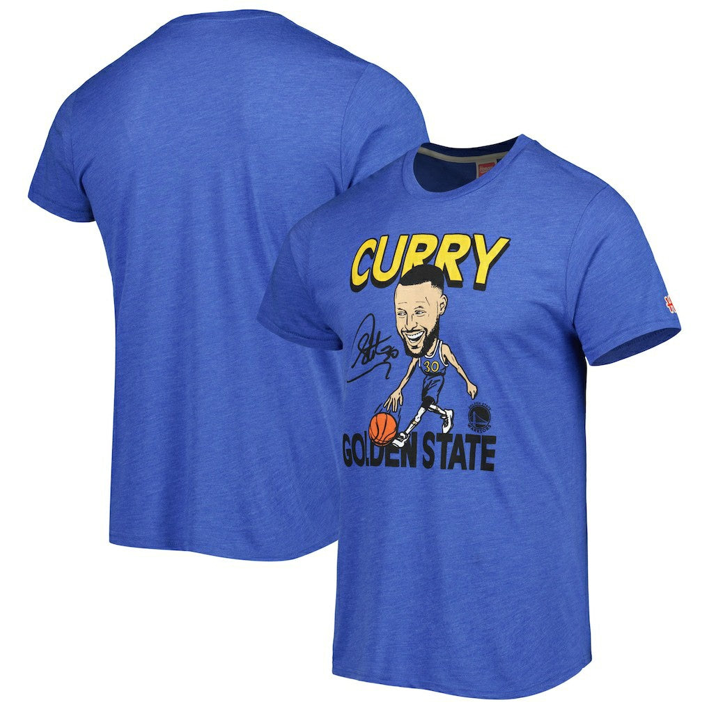 Stephen Curry Golden State Warriors Homage Player Caricature Tri-Blend T-Shirt Royal - NBA