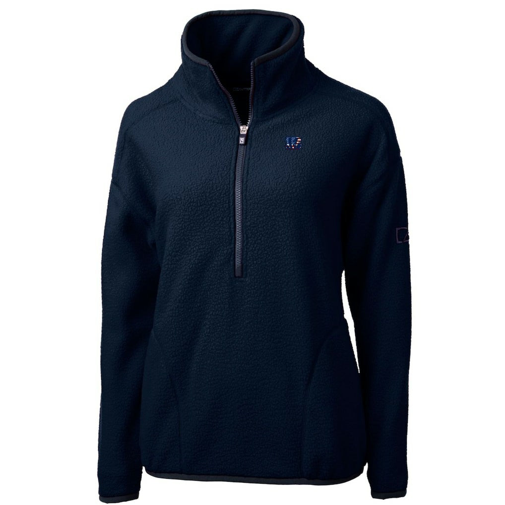 Cincinnati Bengals Cutter & Buck Women's Americana Cascade Eco Sherpa Fleece Half-Zip Pullover Jacket Navy | NFL