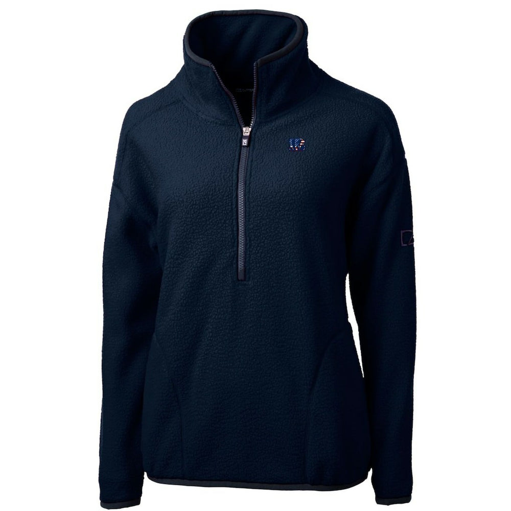 Cincinnati Bengals Cutter & Buck Women's Americana Cascade Eco Sherpa Fleece Half-Zip Pullover Jacket Navy | NFL