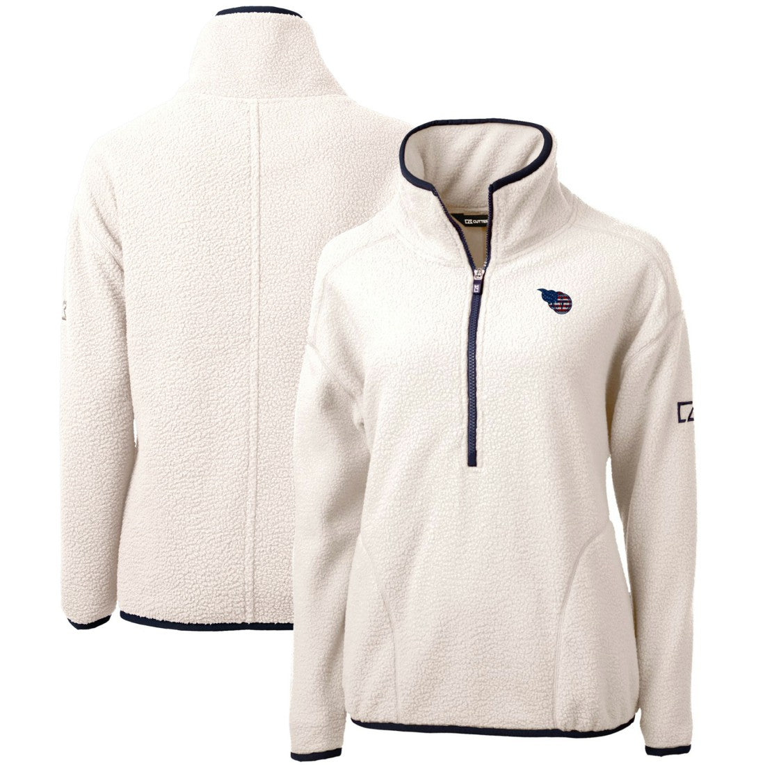 Tennessee Titans Cutter & Buck Women's Americana Cascade Eco Sherpa Fleece Half-Zip Pullover Jacket Cream | NFL