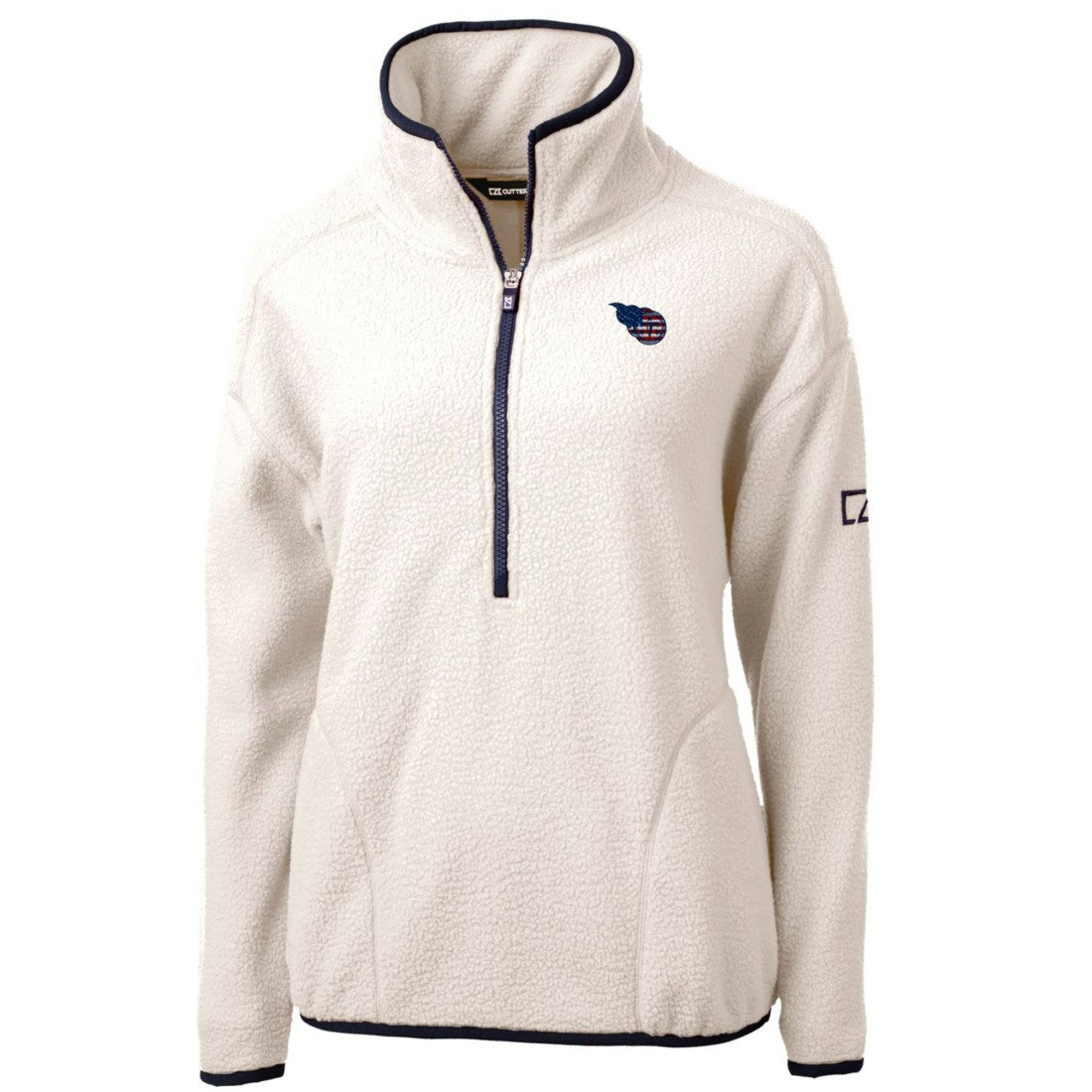 Tennessee Titans Cutter & Buck Women's Americana Cascade Eco Sherpa Fleece Half-Zip Pullover Jacket Cream | NFL