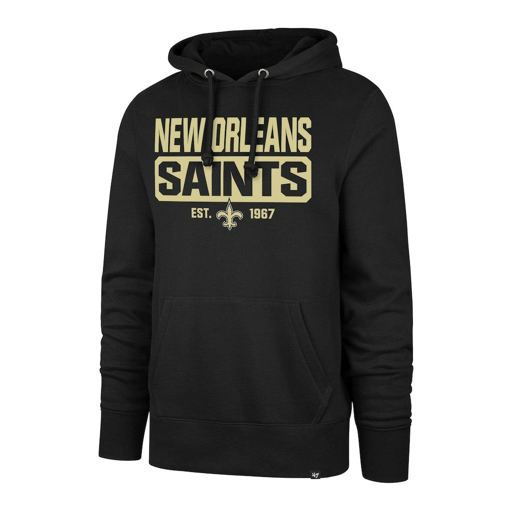 New Orleans Saints '47 Box Out Headline Pullover Hoodie Black | 47 brand