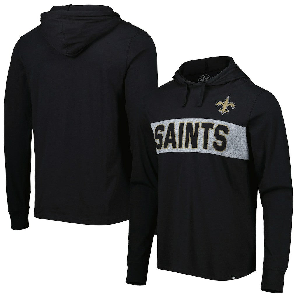 New Orleans Saints '47 Field Franklin Hooded Long Sleeve T-Shirt Black | 47 brand