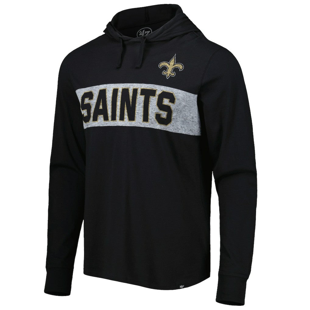 New Orleans Saints '47 Field Franklin Hooded Long Sleeve T-Shirt Black | 47 brand