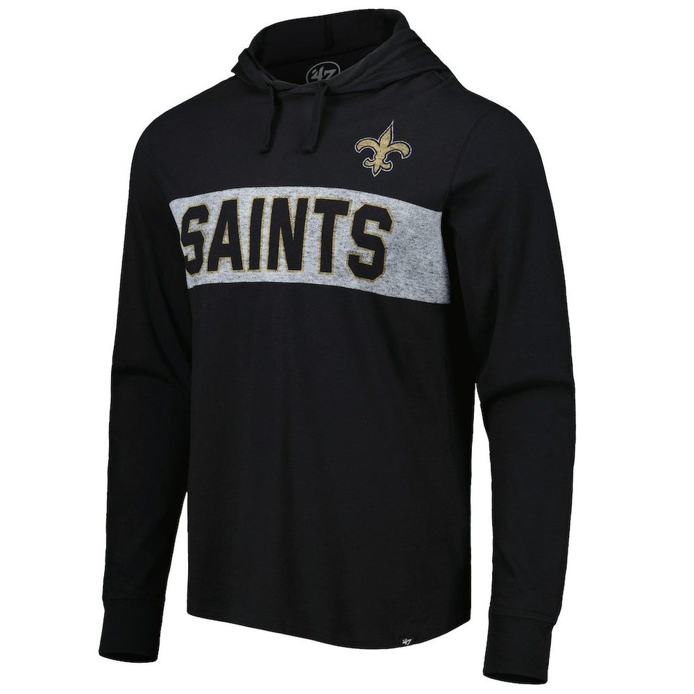New Orleans Saints '47 Field Franklin Hooded Long Sleeve T-Shirt Black | 47 brand