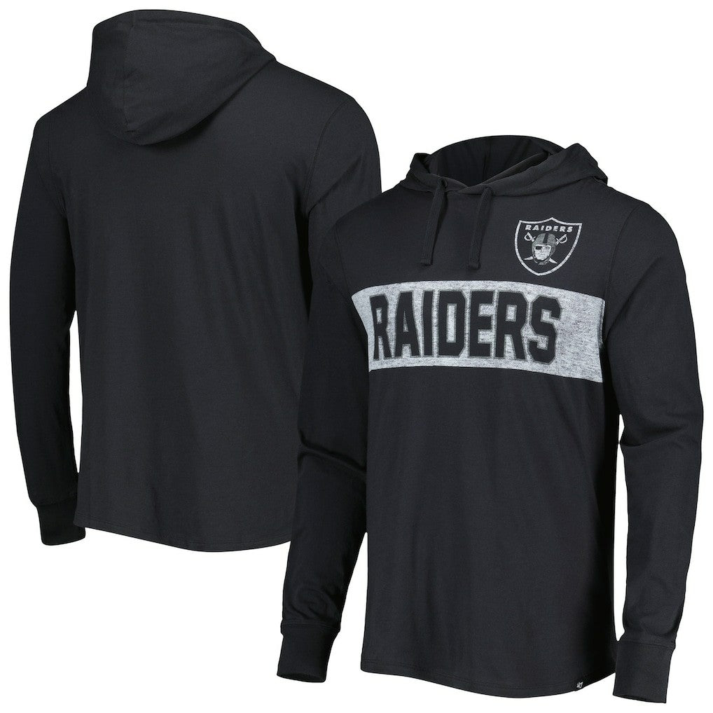 Las Vegas Raiders '47 Field Franklin Hooded Long Sleeve T-Shirt Black | 47 brand