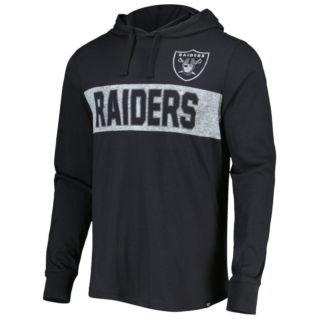 Las Vegas Raiders '47 Field Franklin Hooded Long Sleeve T-Shirt Black | 47 brand