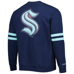 Seattle Kraken Mitchell & Ness Allover Logo Pullover Sweatshirt - Deep Sea Blue - NHL