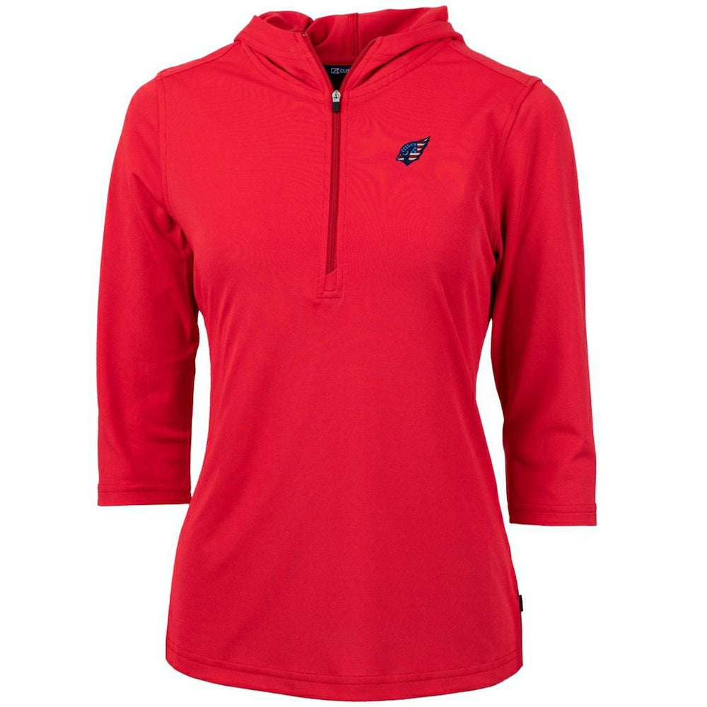 Arizona Cardinals Cutter & Buck Women's Virtue Eco Pique 3/4 Sleeve Half-Zip Pullover Hoodie Red | NFL