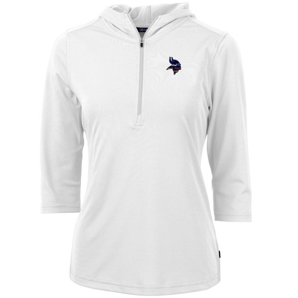 Minnesota Vikings Cutter & Buck Women's Virtue Eco Pique 3/4 Sleeve Half-Zip Pullover Hoodie White | NFL